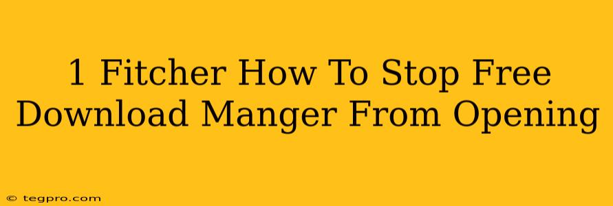 1 Fitcher How To Stop Free Download Manger From Opening