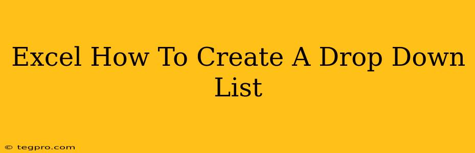 Excel How To Create A Drop Down List