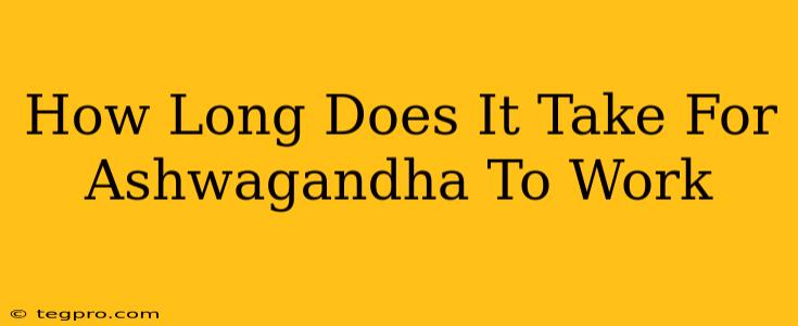 How Long Does It Take For Ashwagandha To Work