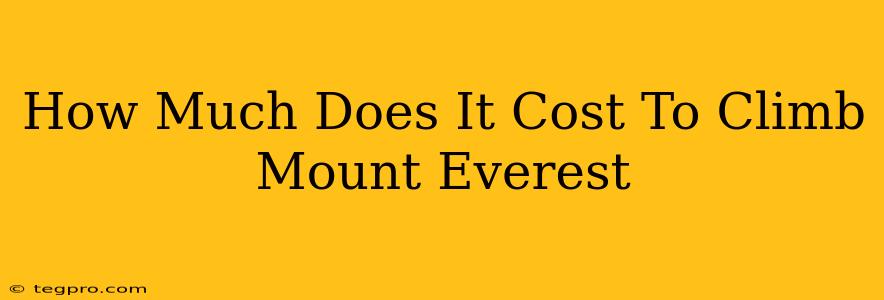 How Much Does It Cost To Climb Mount Everest