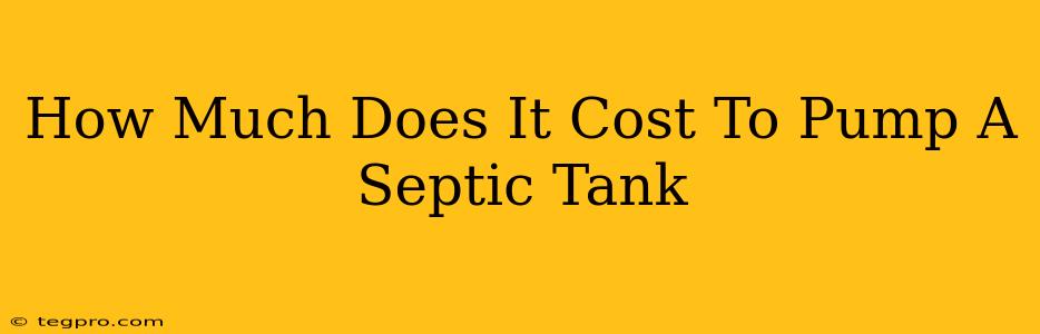 How Much Does It Cost To Pump A Septic Tank