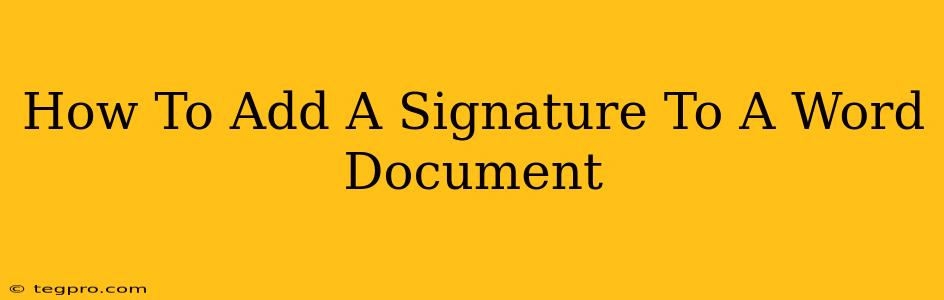 How To Add A Signature To A Word Document