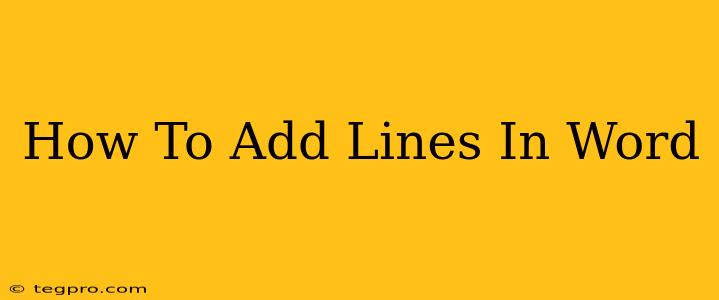 How To Add Lines In Word