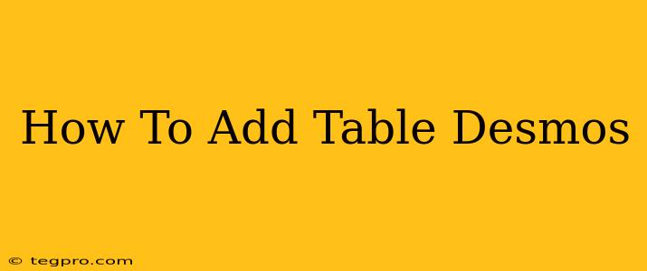 How To Add Table Desmos