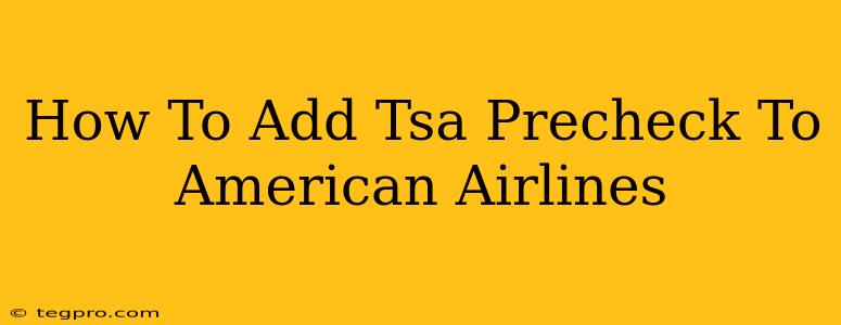 How To Add Tsa Precheck To American Airlines