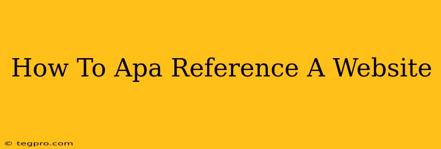 How To Apa Reference A Website