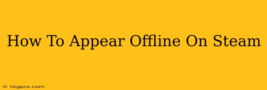 How To Appear Offline On Steam