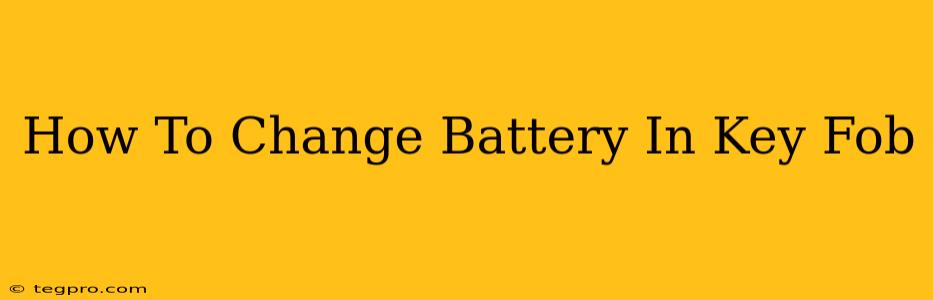 How To Change Battery In Key Fob