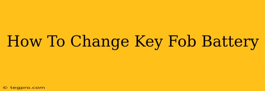 How To Change Key Fob Battery