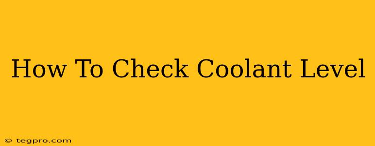 How To Check Coolant Level