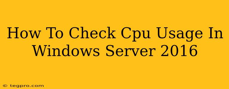 How To Check Cpu Usage In Windows Server 2016