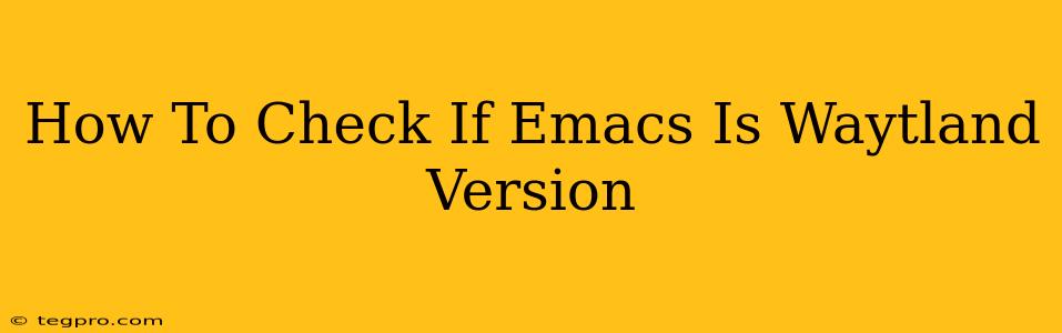 How To Check If Emacs Is Waytland Version