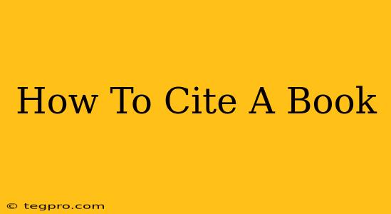 How To Cite A Book