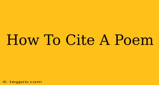 How To Cite A Poem