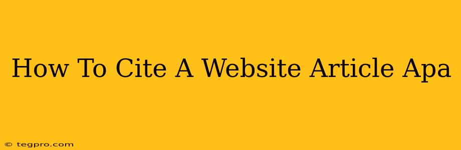 How To Cite A Website Article Apa