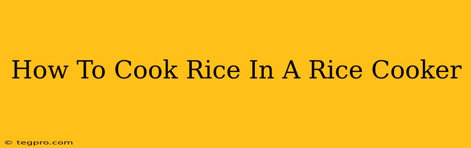 How To Cook Rice In A Rice Cooker