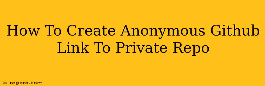 How To Create Anonymous Github Link To Private Repo