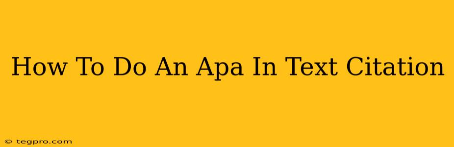 How To Do An Apa In Text Citation