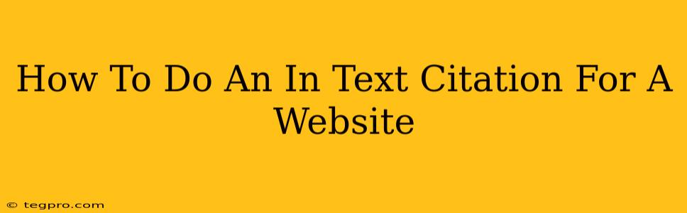 How To Do An In Text Citation For A Website