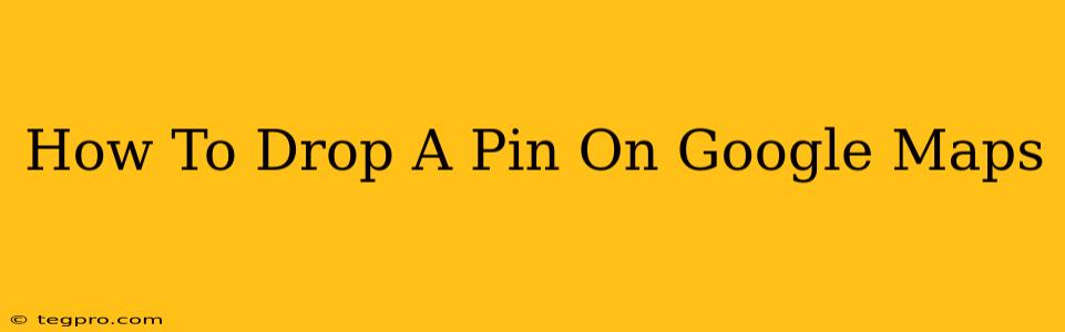 How To Drop A Pin On Google Maps