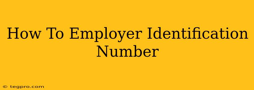 How To Employer Identification Number