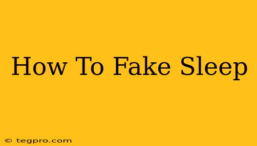 How To Fake Sleep