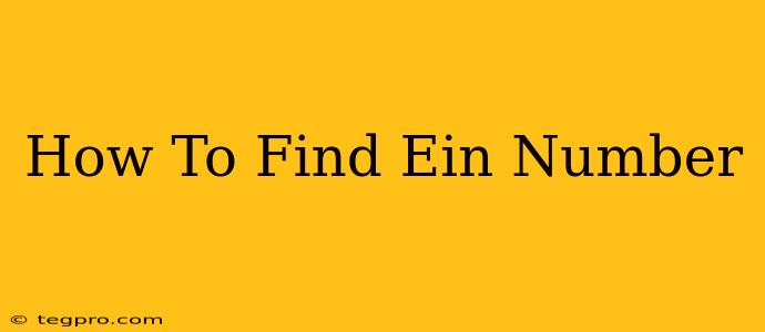 How To Find Ein Number