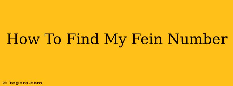 How To Find My Fein Number