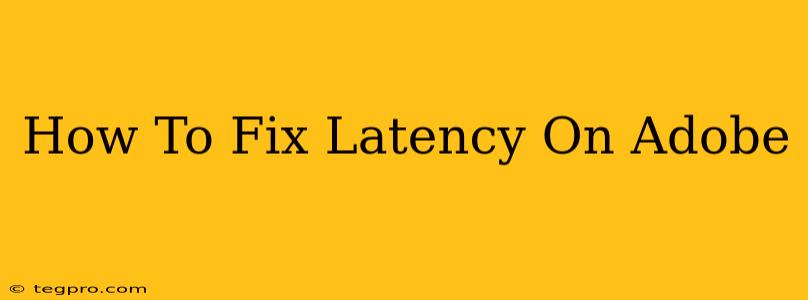 How To Fix Latency On Adobe