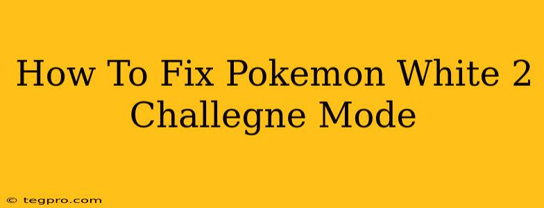 How To Fix Pokemon White 2 Challegne Mode