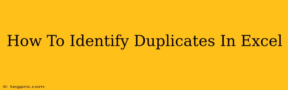 How To Identify Duplicates In Excel