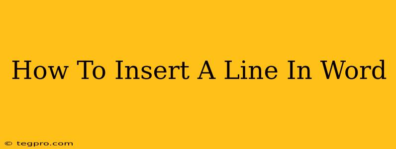 How To Insert A Line In Word