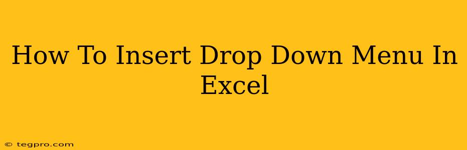 How To Insert Drop Down Menu In Excel