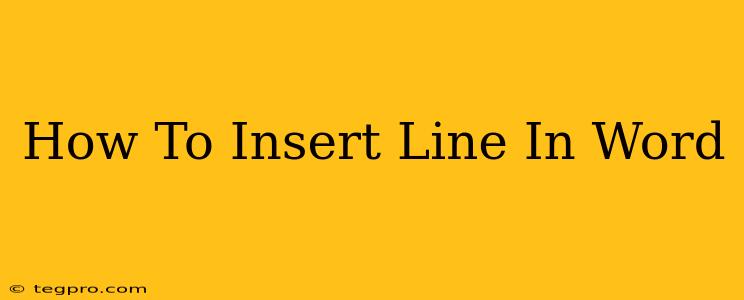 How To Insert Line In Word