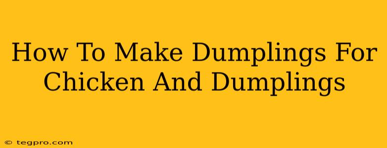 How To Make Dumplings For Chicken And Dumplings