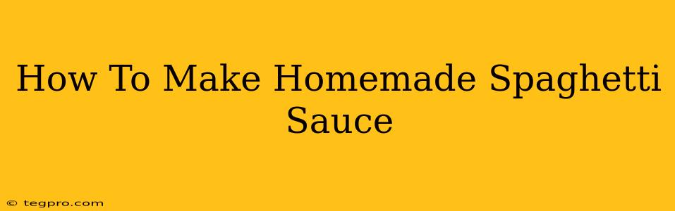 How To Make Homemade Spaghetti Sauce