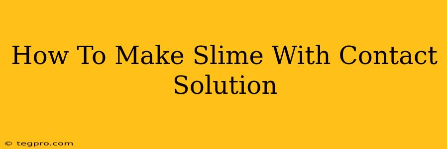 How To Make Slime With Contact Solution