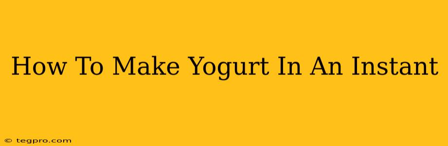 How To Make Yogurt In An Instant