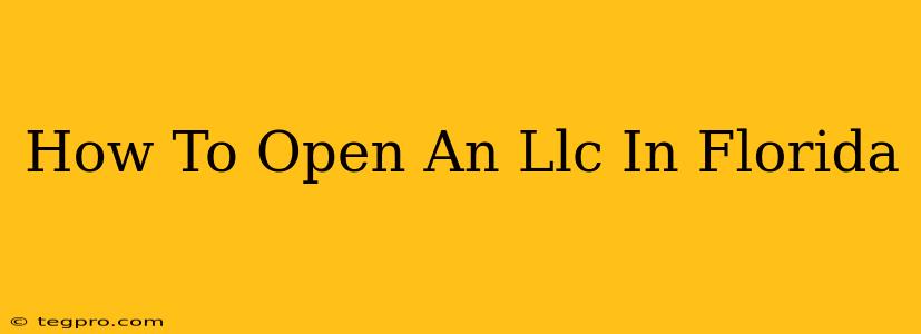 How To Open An Llc In Florida