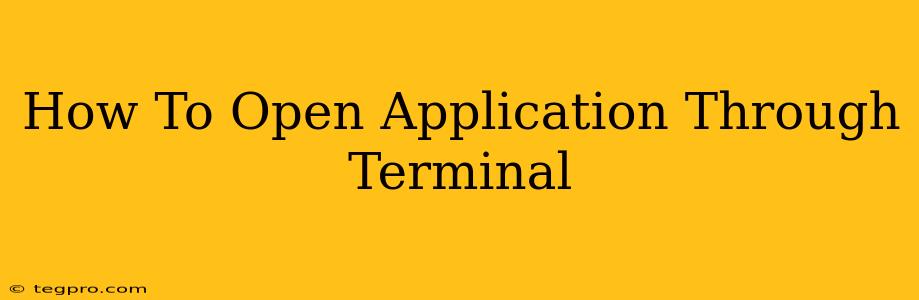 How To Open Application Through Terminal