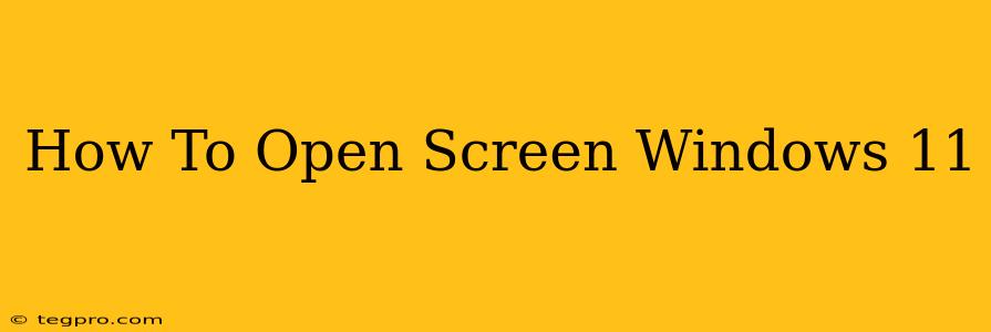 How To Open Screen Windows 11