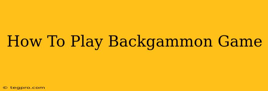 How To Play Backgammon Game