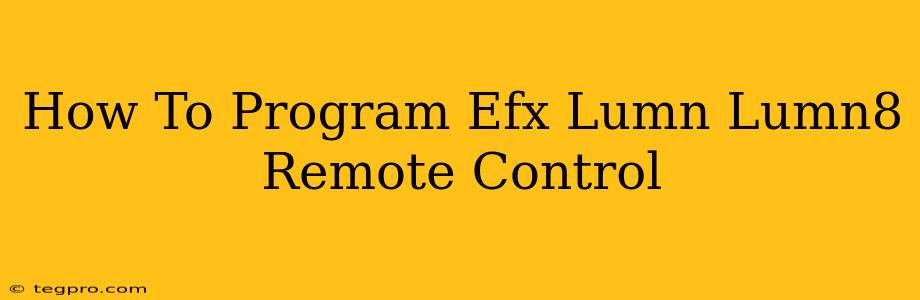 How To Program Efx Lumn Lumn8 Remote Control