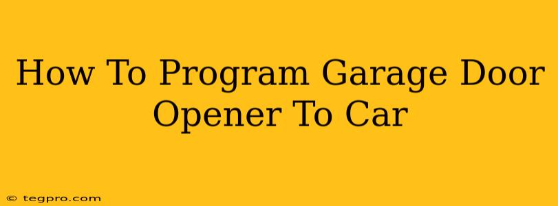 How To Program Garage Door Opener To Car