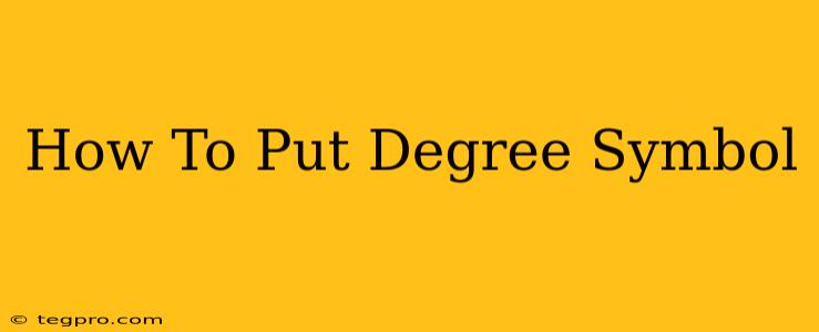 How To Put Degree Symbol