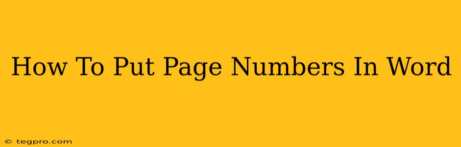 How To Put Page Numbers In Word