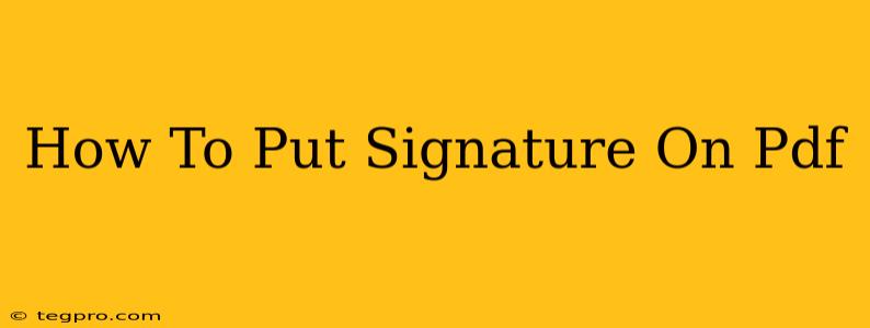 How To Put Signature On Pdf