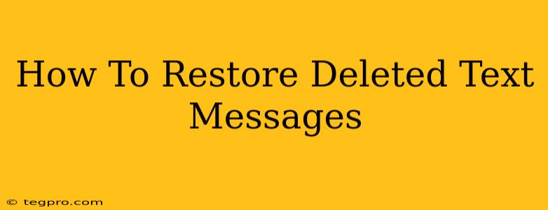 How To Restore Deleted Text Messages