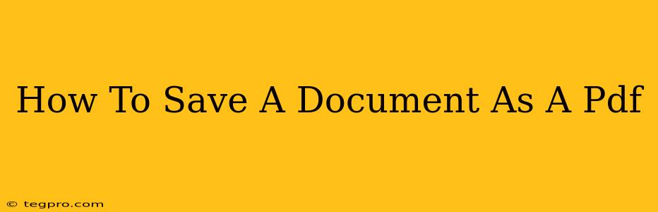 How To Save A Document As A Pdf