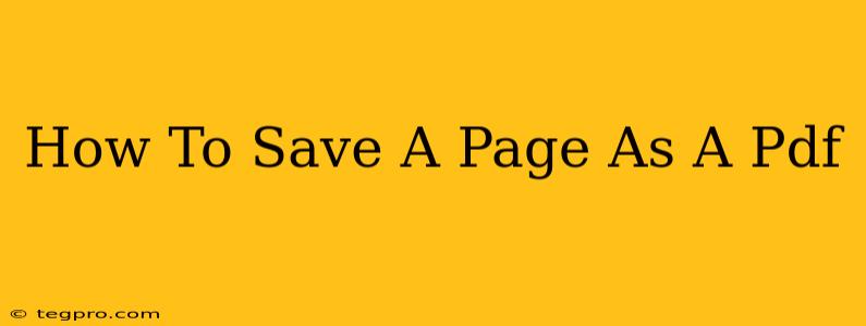 How To Save A Page As A Pdf